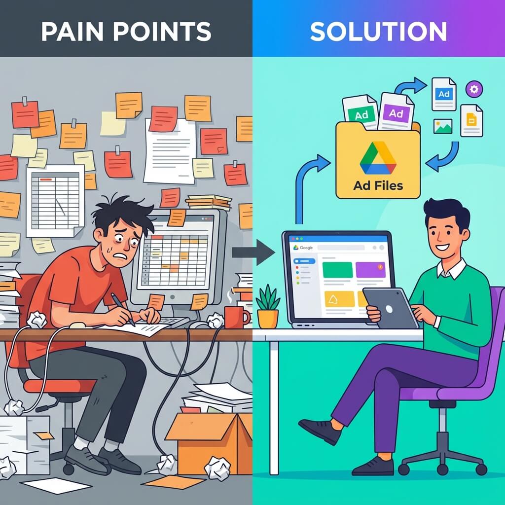 Before and After using Ads Library Saver